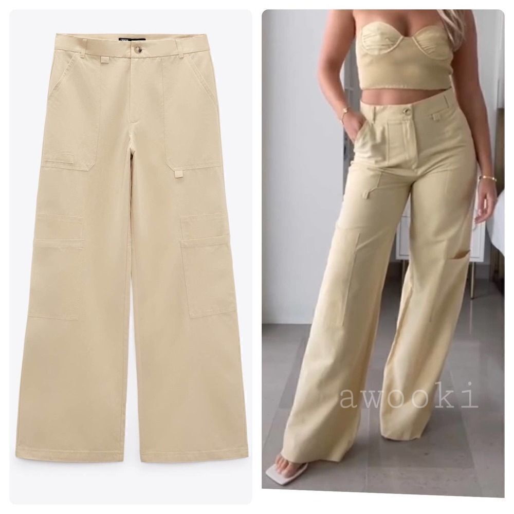 ZARA Vanilla Linen Blend Pants New